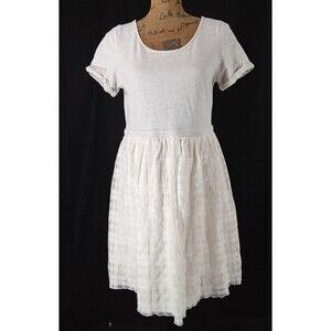 EVERLEIGH Anthropologie Dress Large Lace Skirt Tee Bodice Fit Flare Stretch LN